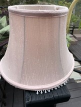 Vintage Pink Silk Lampshade with Pearl Fringe - £37.61 GBP