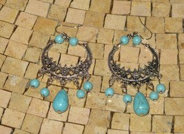 Turquoise earrings - Turquoise Chandelier Earrings - Dangle Turquoise earrings - £15.28 GBP