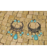 Turquoise earrings - Turquoise Chandelier Earrings - Dangle Turquoise ea... - $355.68 MXN