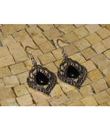 Black earrings - Black silver earrings -Black dangle earrings -Filigrre ... - $355.68 MXN