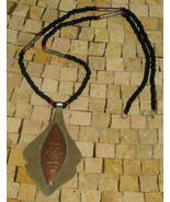 Vintage Tuareg Silver and Copper Necklace, Etched Tribal Pendant Necklace - $468.00 MXN