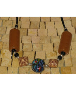 Short Beaded Necklace-Carved Stone necklace-Short necklace-Resin beads n... - $355.68 MXN