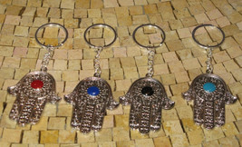 Hamsa Hand Key Chain - Evil Eye Silver Plated Hamsa Keychain - Hamsa key Holder - £11.85 GBP
