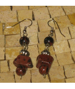 Dangling earrings in black&amp;brown -  Natural Beads Earrings- handcrafted ... - $355.68 MXN