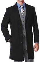 Mens Trench Coat Haggar Black Classic Fit Melton Wool Blend Jacket $295-... - £109.51 GBP