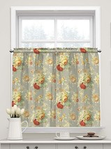 Waverly Sanctuary Rose Tier Curtain Set Cotton Floral Kitchen Bath Clay Gray 36L - £18.86 GBP