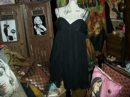 Mikael Aghal Beautiful Jet Black Baby Doll Silk Dress Size 4 - £31.60 GBP