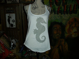 BIRD &amp; VINE Los Angeles Sassy Seahorse White Tank Top Size S - £9.62 GBP