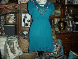 Nanette Lepore She&#39;s Sooooo Radiant Green Beaded Dress Size M - £32.12 GBP