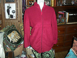 Stan Herman Maroon Soft Terry Fleece Jacket Size S - £12.76 GBP