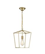 Gold Lantern Pendant Single Light Chandelier with Metal Cage - $811.67 MXN