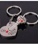 One Set Heart &amp; Key Shape Couple Key chain Key ring Valentine&#39;s Day Gift - £20.44 GBP