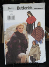 Butterick 3649 Misses Fast & Easy Poncho Capelet Stole Sewing Pattern Size L-XL - $8.90