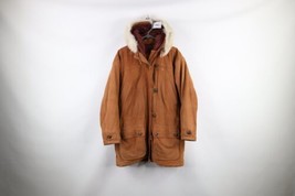 Vintage 90s Timberland Mens Small Distressed Suede Leather Hooded Parka Jacket - £77.28 GBP