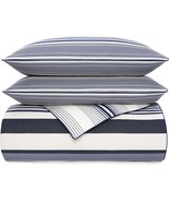 Tommy Hilfiger ISLAND STRIPE Navy Blue Off White KING Duvet Cover Shams ... - $159.99