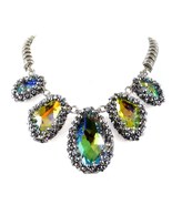 Multicolor Statement Necklace Faceted Iridescent Stones Necklace Fashion... - $40.99 CAD