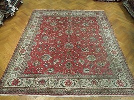 Red-Beige Hand Woven Rug Persian 8x10 Old Pre-Owned Tabriz Rug - £1,271.28 GBP