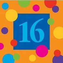 Birthday Dots Age 16 Beverage Napkins (16) - $1.21