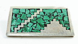  Vintage Taxco, Mexican Sterling Silver Turquoise Brooch, Signed Carlos - £36.77 GBP