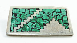  Vintage Taxco, Mexican Sterling Silver Turquoise Brooch, Signed Carlos - $46.00