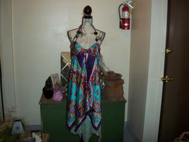 BLUE BEAUTIFUL SILK LAYERED HALTER DRESS [Unbranded} Size 6 - $24.75