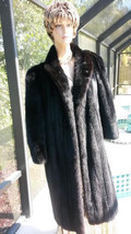 GENUINE Black Ranch Mink Fur Full Length Coat HIGH END VINTAGE SIZE: 16 ... - $1,100.00