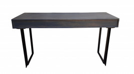 58" Gray And Black Mango Solid Wood Writing Desk With Three Drawers - $21,708.26 MXN
