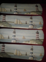 Custom ~ Island Lighthouse Sailboats Ocean Ceiling Fan W/Light ~Soft Watercolor - $118.75