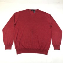 Toscano Pullover Sweater Jumper Mens M Heather Red Merino Wool V Neck Italy - £11.17 GBP