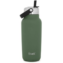 S&#39;well Recycled Stainless Steel Explorer with Flip Straw Lid, 32oz, Green Jasper - £61.14 GBP