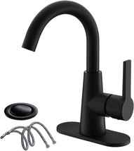 Matte Black Single-Handle 4 Inch Bathroom Sink Faucet With Deck Plate An... - $41.99