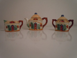 Vintage 1950&#39;s Glass Ceramic Cottage Ware  Hallmark: Occupied Japan Tea Set - £26.03 GBP