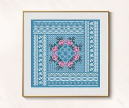 Wreath cross stitch hardanger pattern pdf - Lace ornament cross stitch rose  - £6.14 GBP