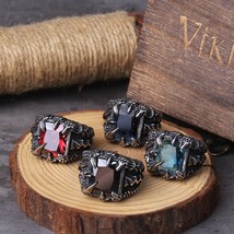 Punk Dragon Ring Casting Prong Setting Red CZ Stone Stainless Steel Mens Jewelry - £13.25 GBP