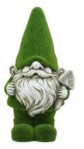 Large Whimsical Green Thumb Gnome With Shovel Garden Statue In Artificial Moss - £31.96 GBP