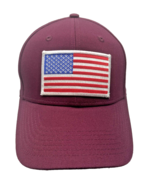 US Flag Low Profile Baseball Cap Burgundy USA American Pride Adjustable Hat - $9.49