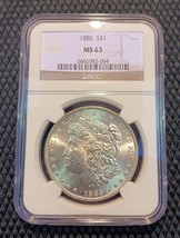 1885 $1 Morgan Silver Dollar MS63 NGC Certified Choice Brilliant Uncirculated - £82.02 GBP