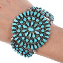 6.75&quot; 40&#39;s-50&#39;s Silver Zuni turquoise cluster bracelet - $1,173.15