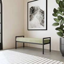 Modern Industrial Bed Bench with Black Metal Frame and Sage Green Velvet Cushion - $508.93 CAD