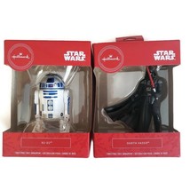 Hallmark 2020 Disney Star Wars R2 D2 and DARTH VADER Christmas Tree Ornament Lot - £17.74 GBP