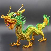  Metal gragon statue sculpture crafts gift,Goolden charm Chinese dragon figurine - £57.48 GBP
