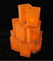 ORANGE HALLOWEEN LUMINARY - TEA LIGHTS - HARD SHELL BOX - ONE SET - $150.00
