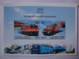 India 2013 MNH - 150 Years Railway Workshops Minisheet - $0.80