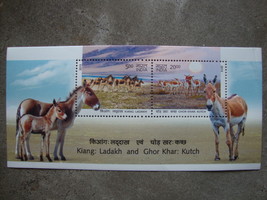 India 2013 MNH - Indian Animals-Kiang Ladakh and Ghor Khar Kutch Minisheet - $0.80