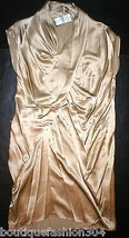 NWT $495 New Designer Josie Natori Womens S Silk Dress Champagne Gold Drape Cros - £514.38 GBP