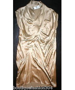 NWT $495 New Designer Josie Natori Womens S Silk Dress Champagne Gold Dr... - £515.63 GBP