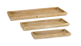 Elegant Wood Tray Set – 6 Pieces In Varying Sizes - £43.53 GBP