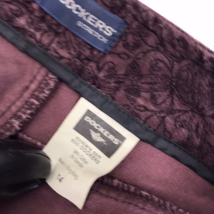 Vintage Womens Velour Pants Floral High Waist Purple Trousers Dockers SI... - £15.55 GBP
