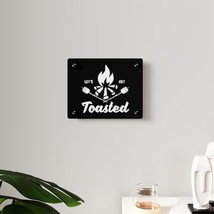 Black and White Campfire &quot;Let&#39;s Get Toasted&quot; Acrylic Wall Art Clear Acrylic Glos - £35.27 GBP+