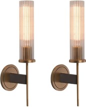 BOKT Modern Wall Sconce Mid-Century Clear with Crystal Cylindrical Lampshade 2pk - £53.46 GBP